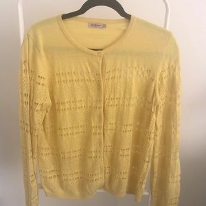 Cath Kidson cardigan yellow lace pattern size L. Perfect for spring